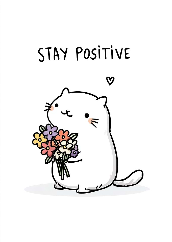 Cute Cat Holding Flowers