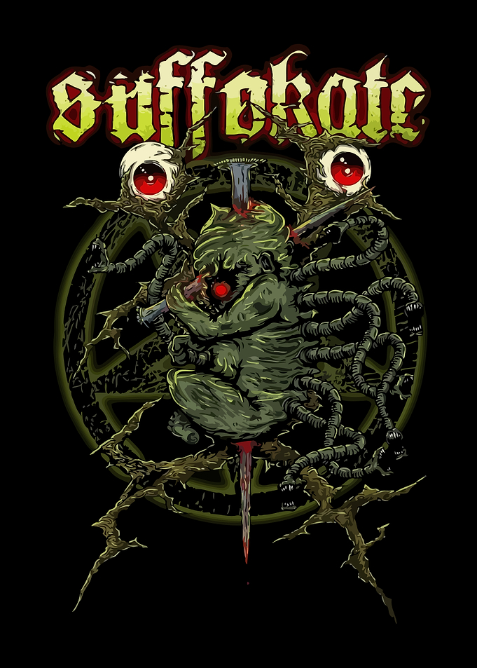 Suffocate Band Logo with Demonic Baby