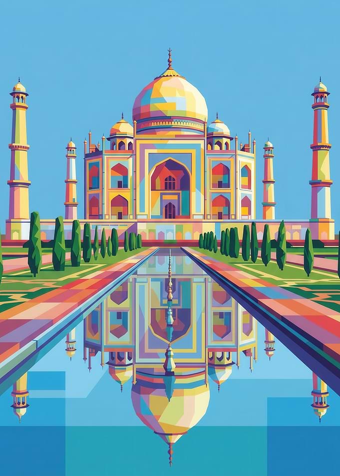 Colorful Taj Mahal Reflection