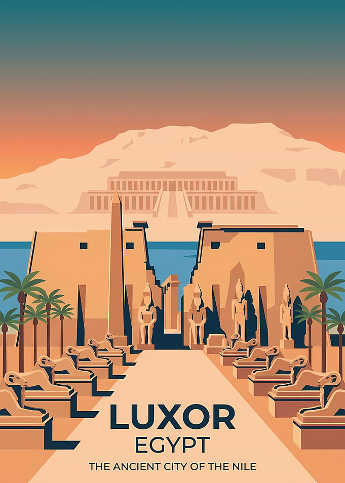 Luxor Egypt Ancient City Travel Poster