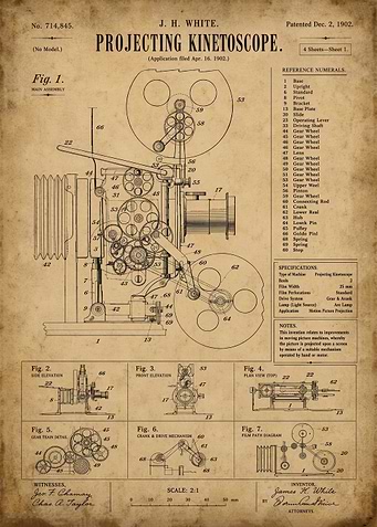 Projecting Kinetoscope Patent Drawing
