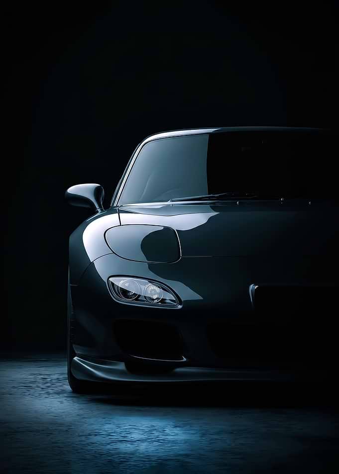Dark mazda rx7 Sports Car Front View
