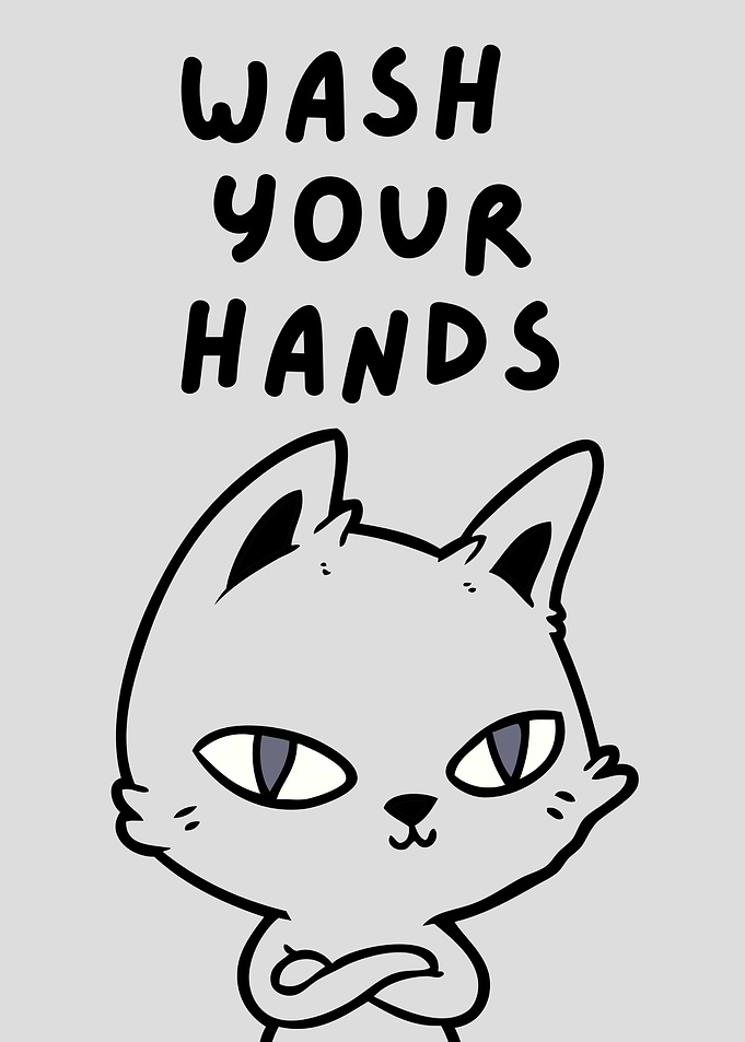 Cat telling you to wash your hands, Humor Cat Bathroom Sign