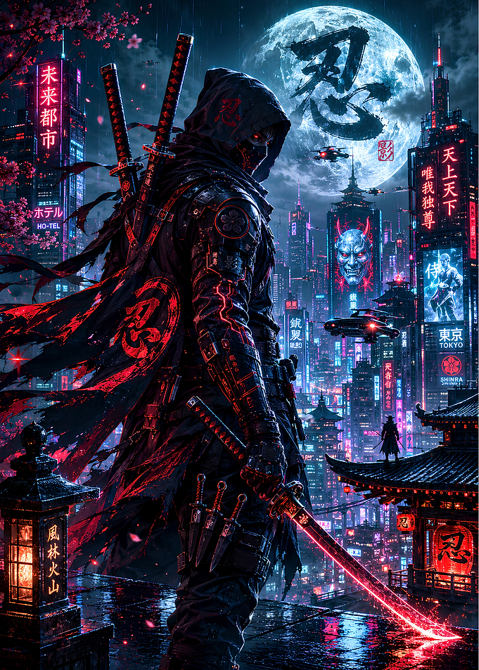Neon Ronin: Cyberpunk Ninja in Neon City