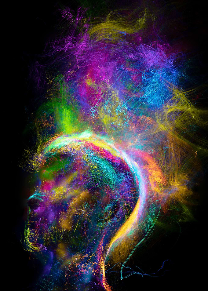 Abstract Light Painting of a Human Head