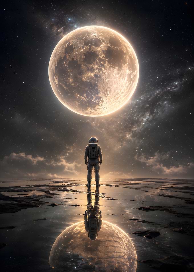 Astronaut Gazing at the Moon