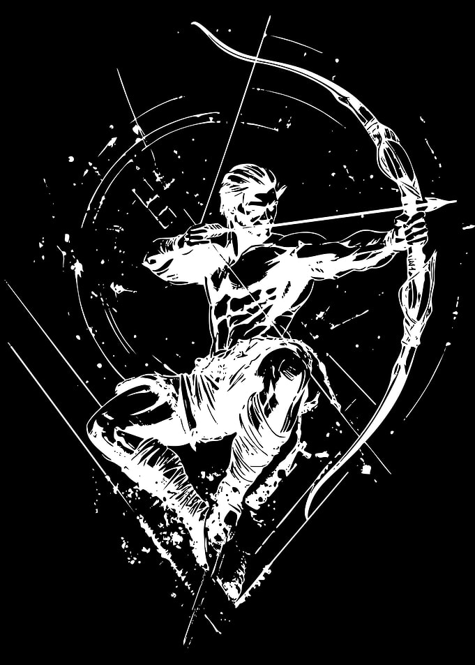 Archer aiming bow and arrow
