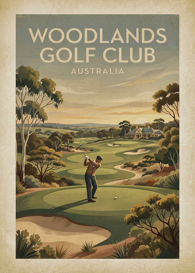Woodlands Golf Club Vintage Poster