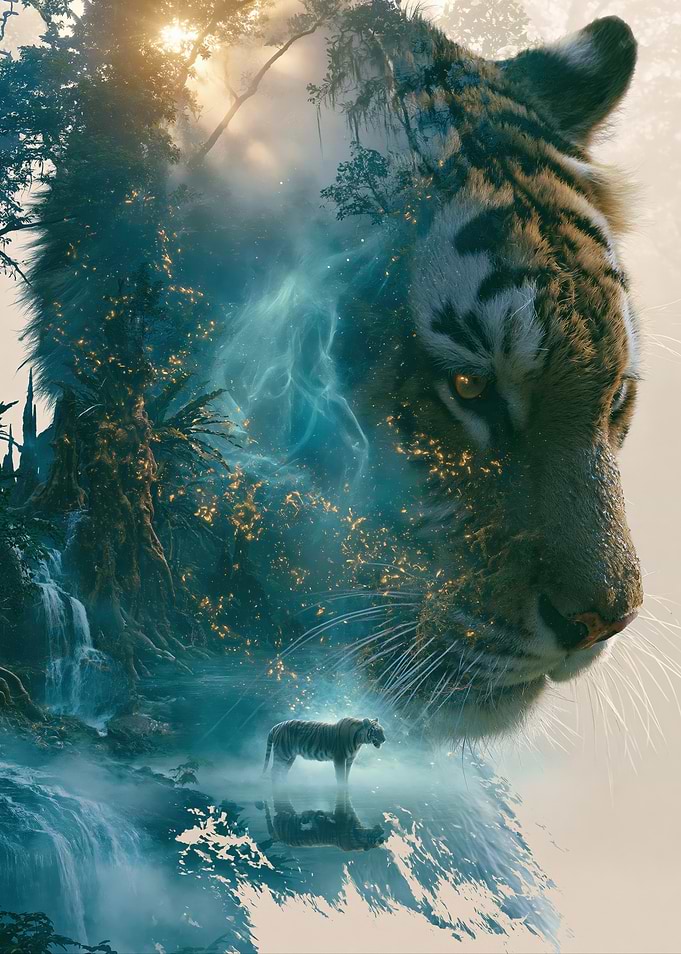 Tiger Spirit in Mystical Forest