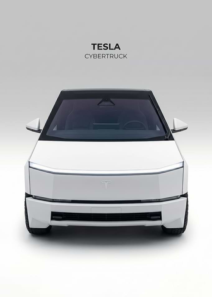 sleek Tesla Cybertruck Front View car poster