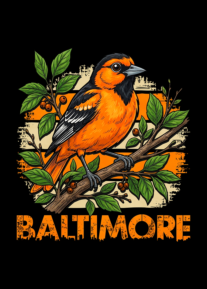 Baltimore Oriole Bird on Branch