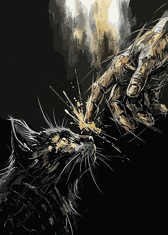 Cat and Robot Hand Touching