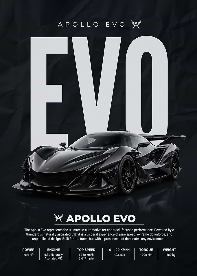 dark black Apollo Evo Supercar Poster