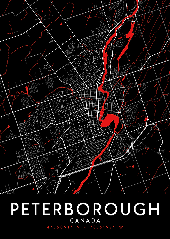 Peterborough Canada Dark Map