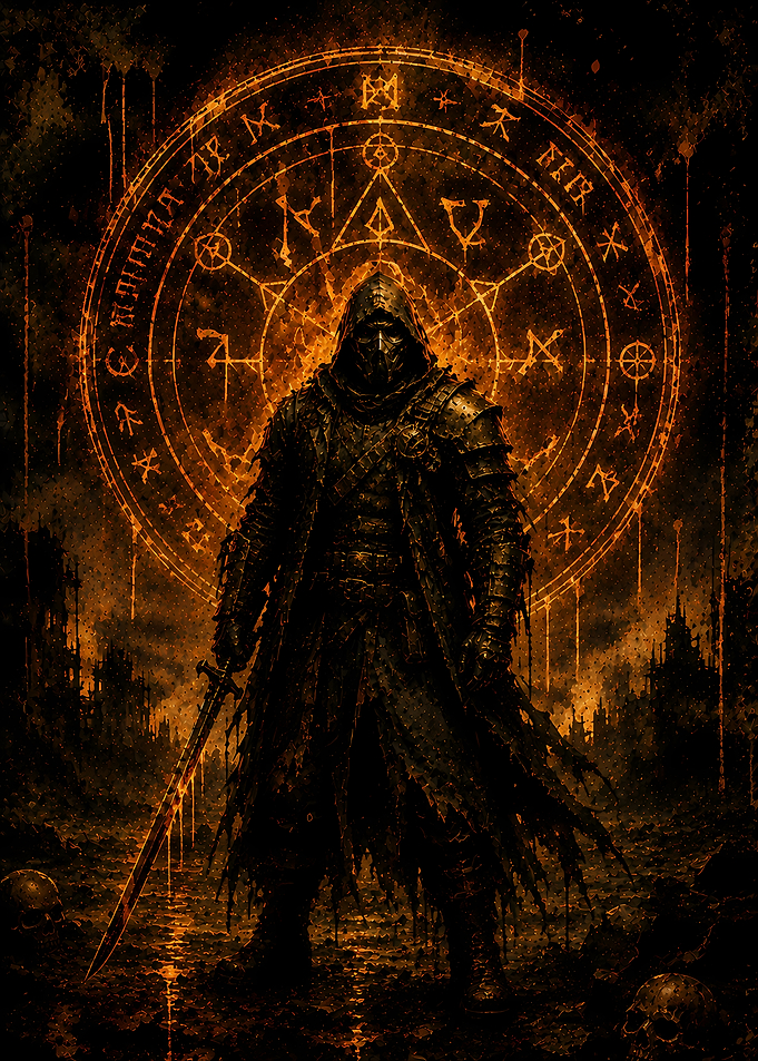 Dark Warrior with Occult Symbol