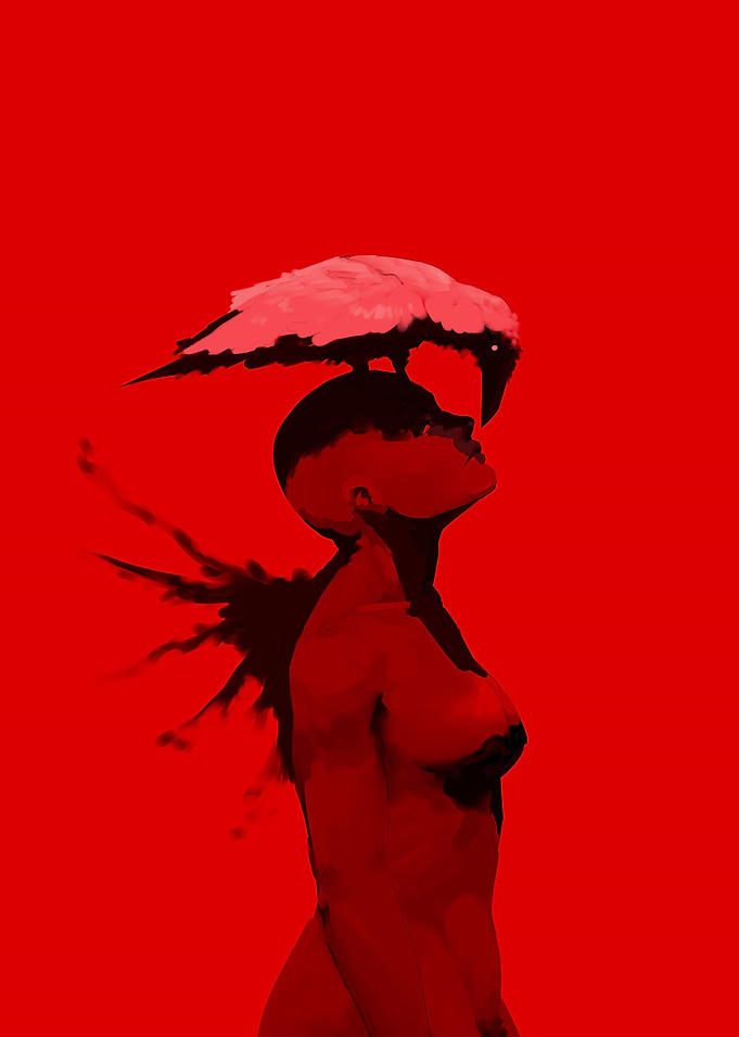 Woman with Bird on Head