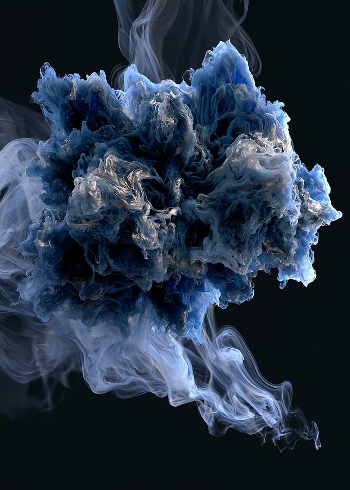 Abstract Blue Smoke Explosion