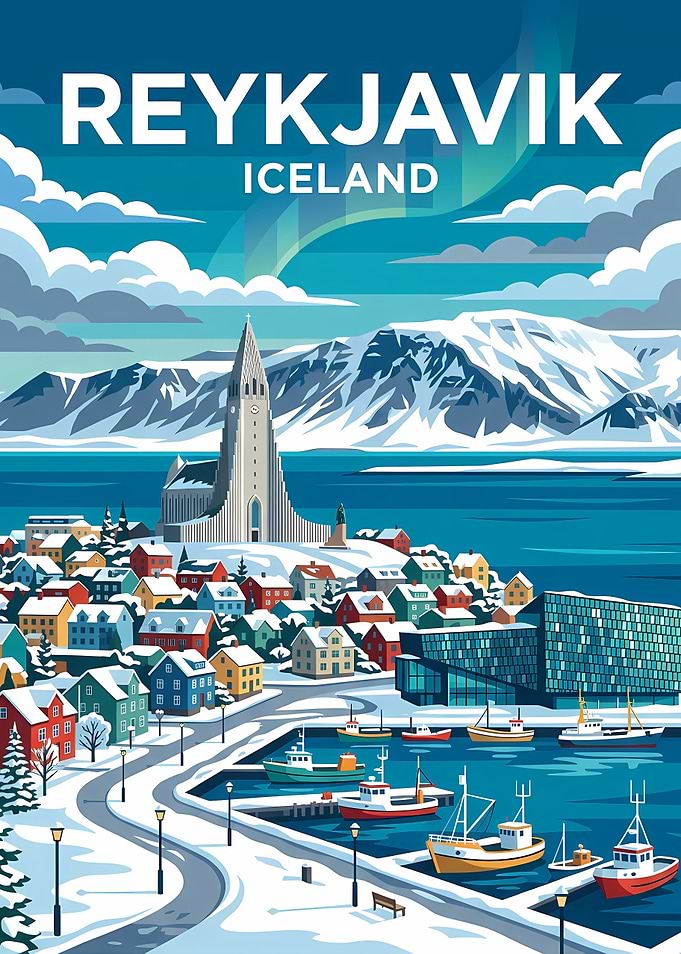 Reykjavik Iceland Winter Scene