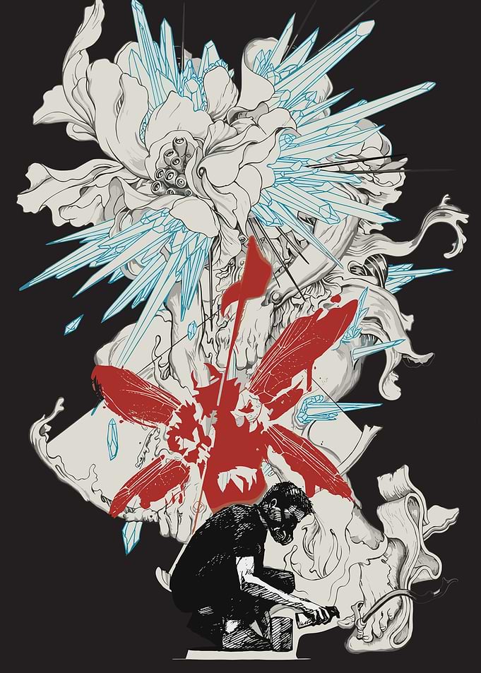 Surreal Floral and Humanoid Illustration