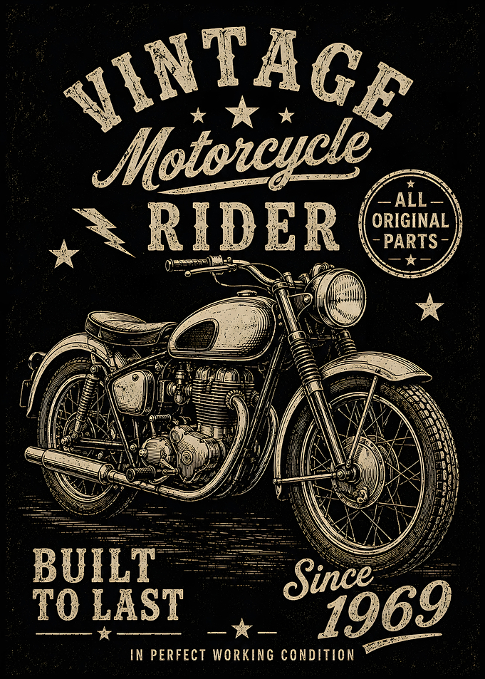 Vintage Motorcycle Rider Poster