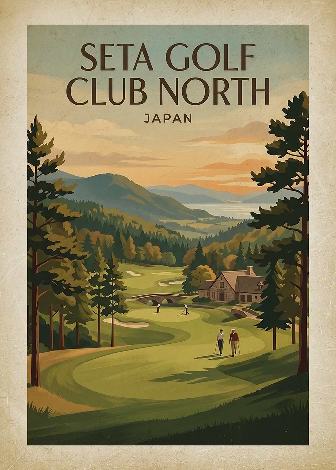 Seta Golf Club North Japan Vintage Poster