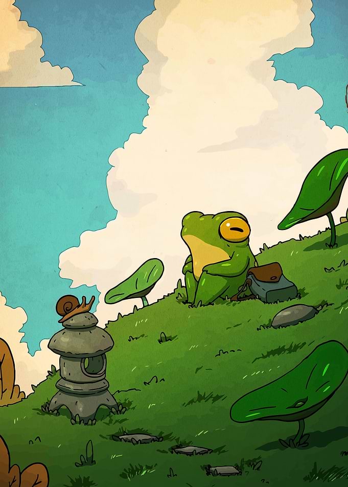 Frog and Snail on a Hill