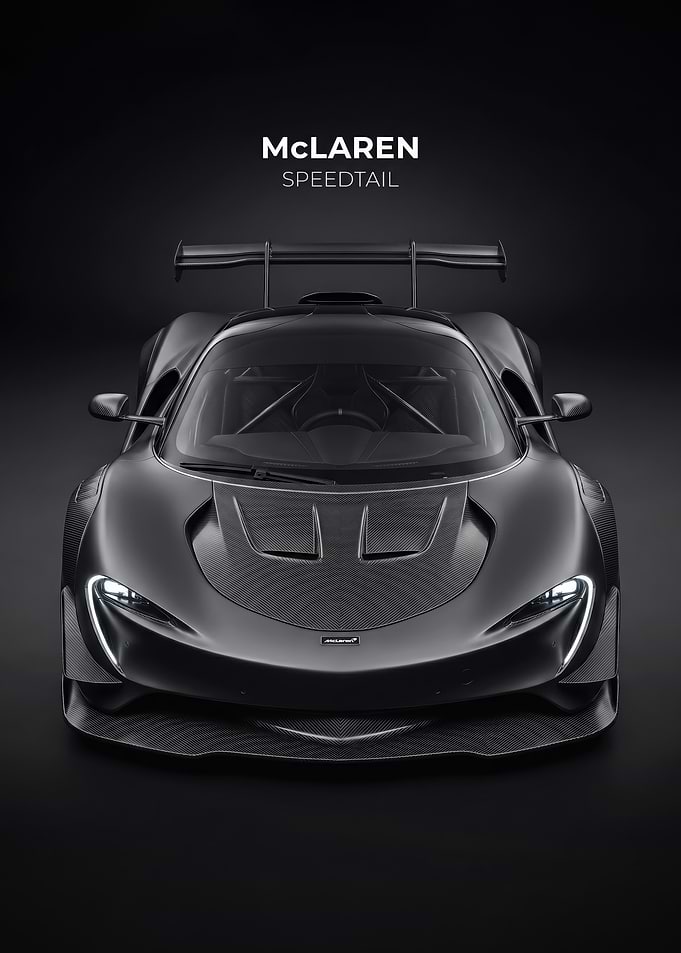 sleek McLaren Speedtail Front View car poster