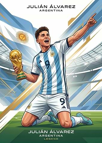Julián Álvarez with World Cup Trophy
