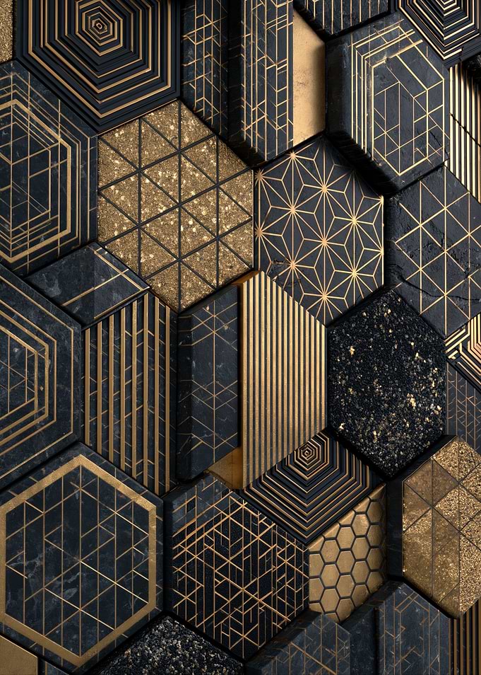 Art Deco Hexagonal Geometric Pattern
