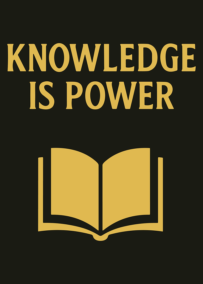 Knowledge Is Power Quote Poster Minimal Gold Typography Wall Art