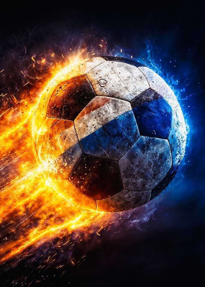 Netherlands Flag Fiery Football Poster