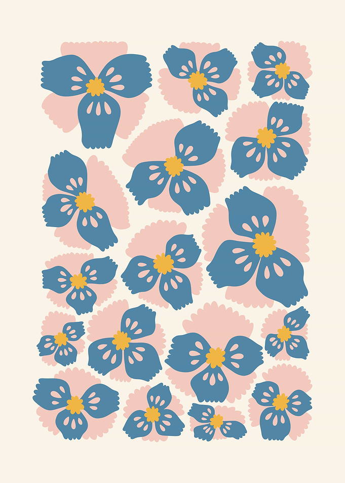 Blue and Pink Floral Pattern