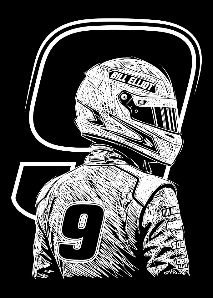Bill Elliot Racing Helmet and Suit