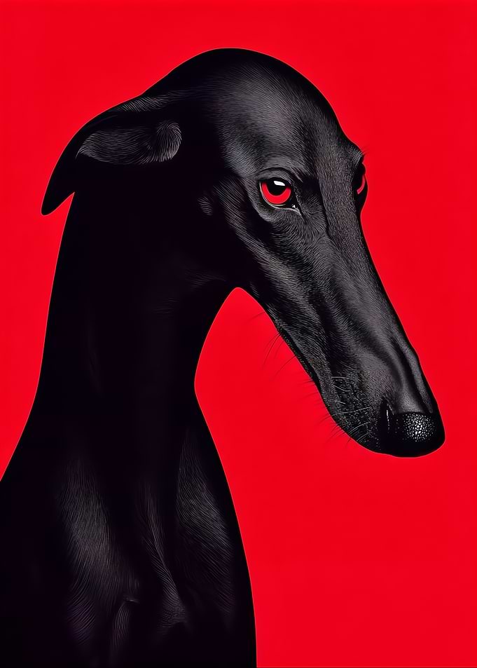 Black Greyhound with Red Eyes