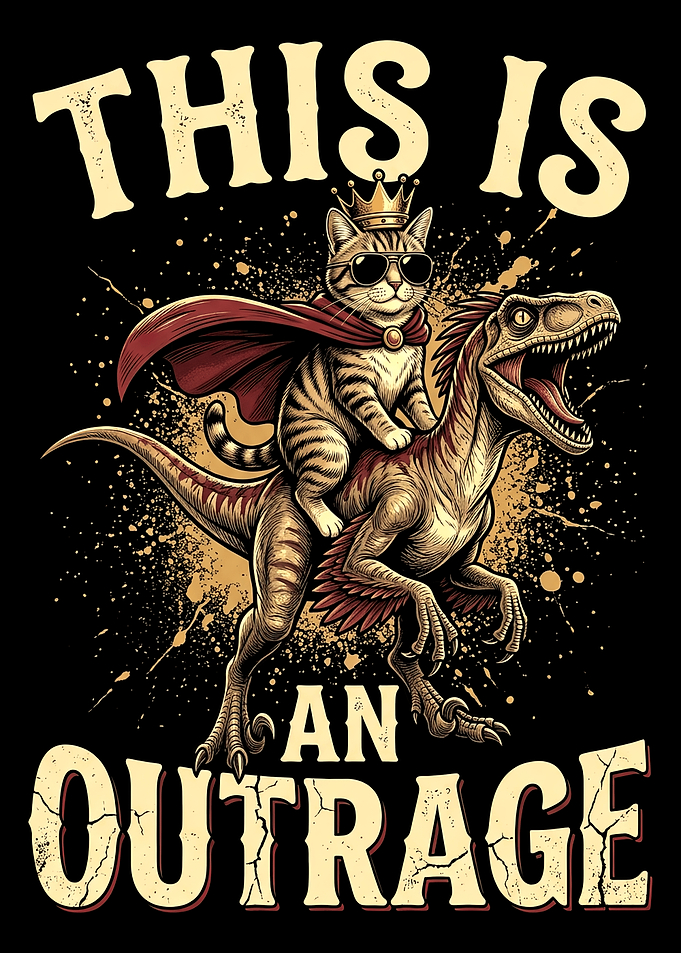 Cat Riding a Dinosaur