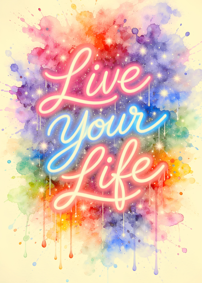 Live Your Life Neon Watercolor