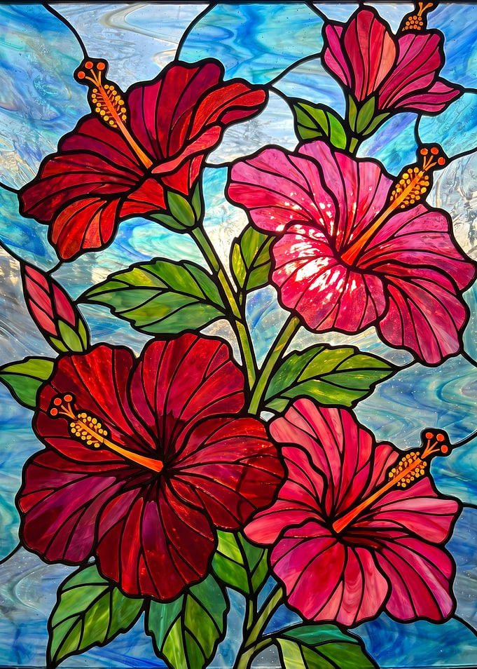 Hibiscus Flowers - Stained Glass