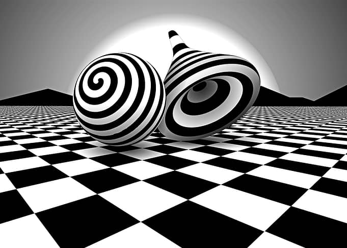 Optical Illusion Sphere and Top