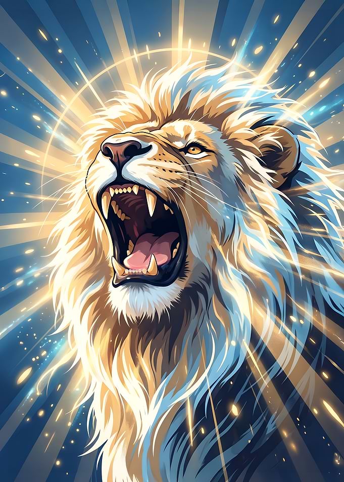 Roaring Golden Lion King Wall Art