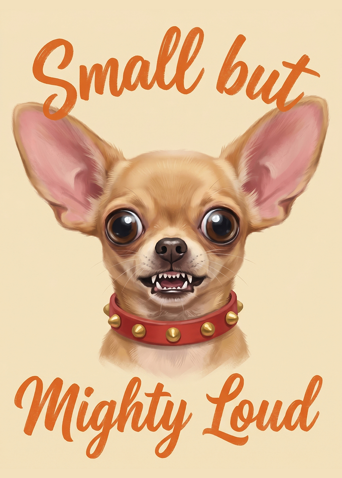 Chihuahua Portrait Spiked Red Collar Tiny Dog Fierce Expression Small Mighty Loud Pet