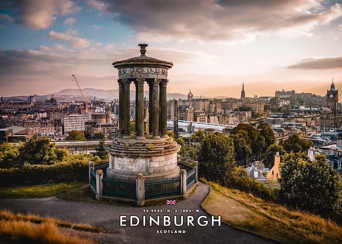 Edinburgh Cityscape with Monument