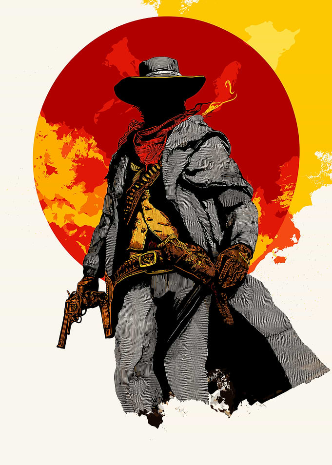 Western Cowboy with Revolver