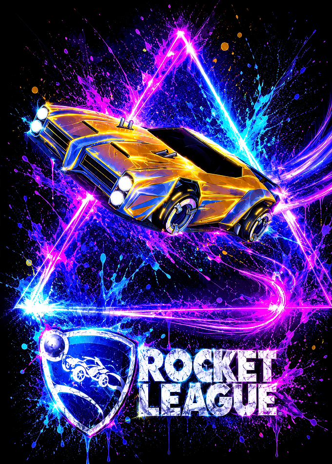 Rocket League Car with Neon Splatter