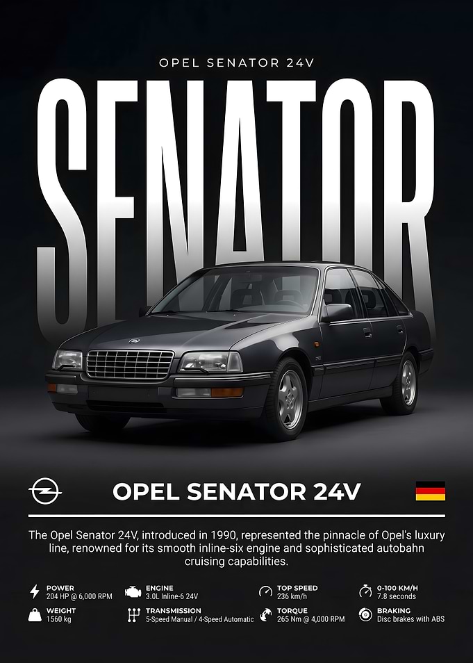 Opel Senator 24V Car Poster