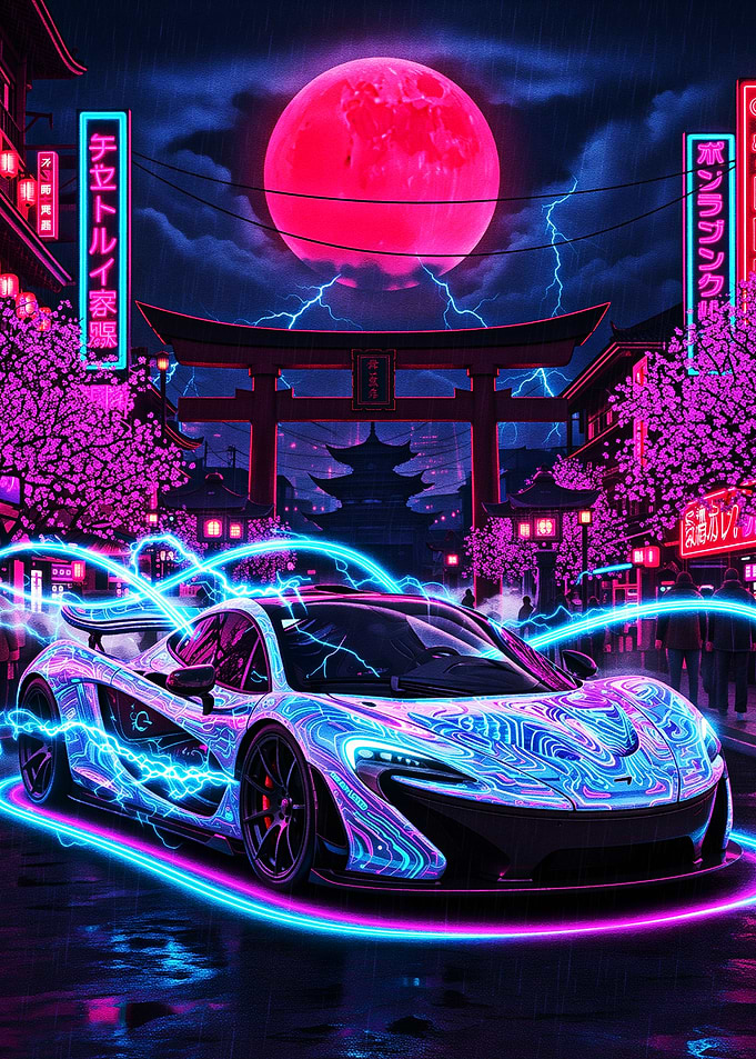 Cyberpunk McLaren P1 in Neon Tokyo
