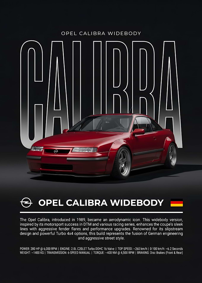 Opel Calibra Widebody Poster