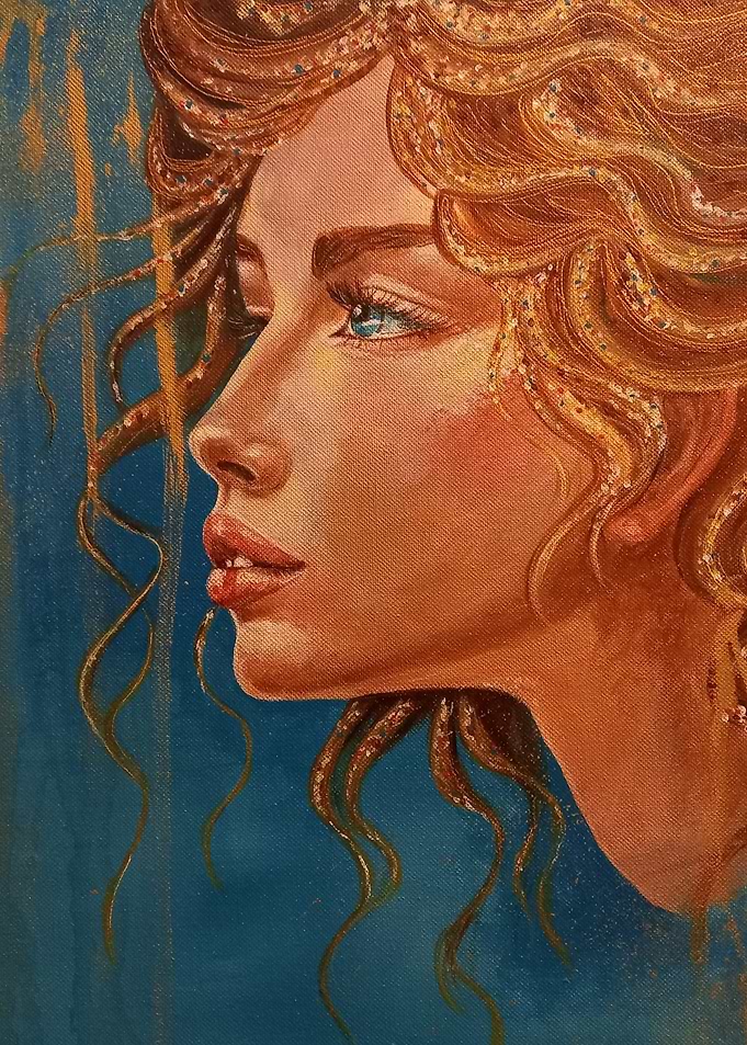Portrait of a Woman with Golden Curls