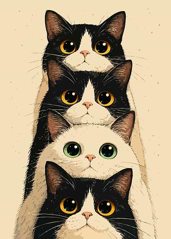 Stack of Cute Cats
