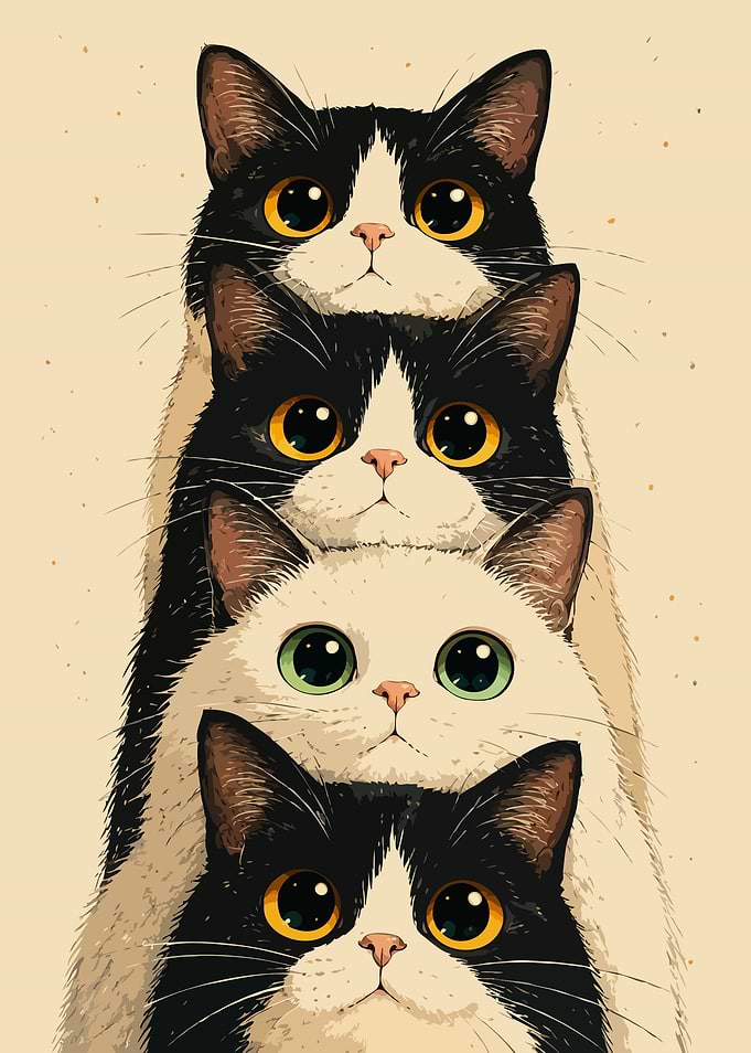 Stack of Cute Cats