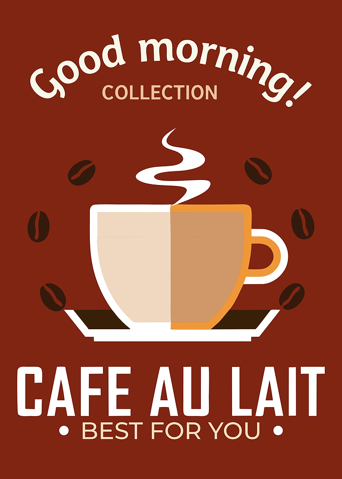 Cafe Au Lait Coffee Minimalist Vintage Cafe Poster